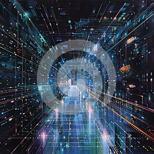 Futuristic Data Stream Corridor