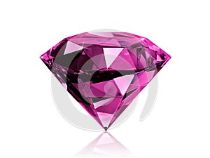 Dazzling diamond pink gemstones on white background