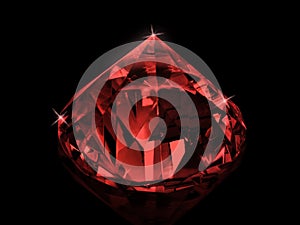 Dazzling diamond red gemstones on black background