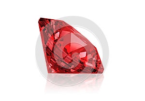 Dazzling diamond red gemstones on white background. 3d render