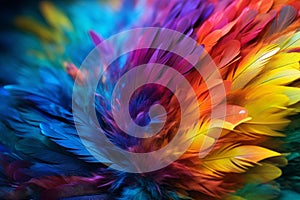 Dazzling Rainbow feathers colorful. Generate Ai