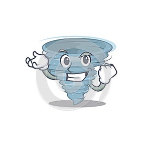A dazzling tornado mascot design concept with happy face