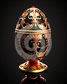 A Dazzling Work of Art. A Faberge Egg of Pure Gold with Vibrant and Colorful Details. Generative AI