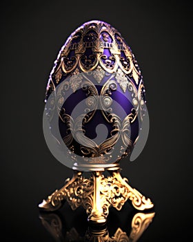 A Dazzling Work of Art. A Faberge Egg of Pure Gold with Vibrant and Colorful Details. Generative AI