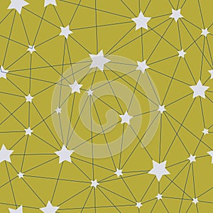 Seamless Vector Stars on Yellow background design Pattern. Great for Fabrics, Scrap booking, bullet journal, textiles, blankets, p