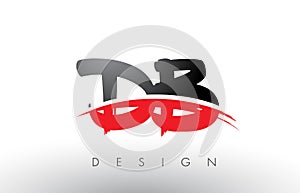 DB D B Brush Logo Letters with Red and Black Swoosh Brush Front