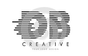 DB D B Zebra Letter Logo Design with Black and White Stripes