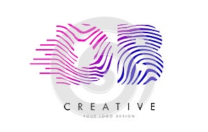 DB D B Zebra Lines Letter Logo Design with Magenta Colors