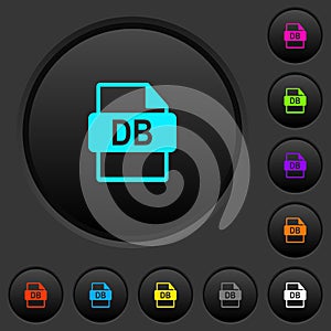 DB file format dark push buttons with color icons