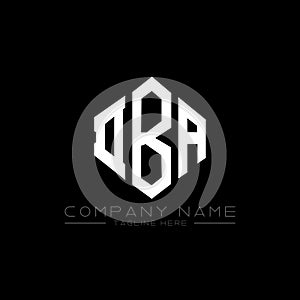 DBA letter logo design with polygon shape. DBA polygon and cube shape logo design. DBA hexagon vector logo template white and