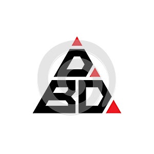 DBD triangle letter logo design with triangle shape. DBD triangle logo design monogram. DBD triangle vector logo template with red