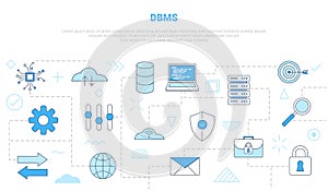 Dbms database management system concept with icon set template banner with modern blue color style