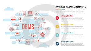 Dbms database management system concept for infographic template banner with four point list information