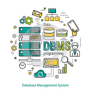 DBMS - line art concept