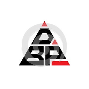 DBP triangle letter logo design with triangle shape. DBP triangle logo design monogram. DBP triangle vector logo template with red