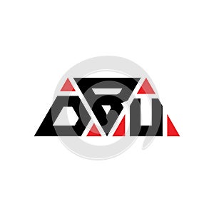 DBU triangle letter logo design with triangle shape. DBU triangle logo design monogram. DBU triangle vector logo template with red