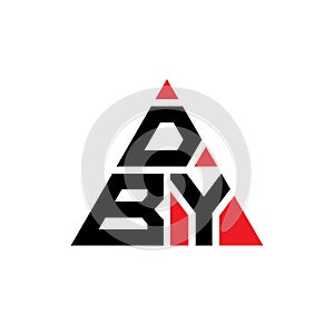 DBY triangle letter logo design with triangle shape. DBY triangle logo design monogram. DBY triangle vector logo template with red