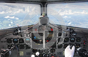 DC3 cockpit inflight dashboard view photo