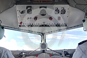 DC3 cockpit inflight top photo