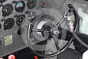 DC3 cockpit steering pilot photo