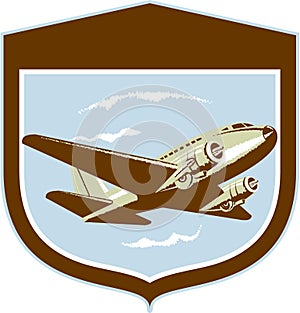 DC10 Propeller Airplane Flying Shield Retro