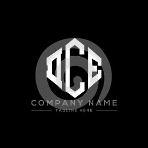 DCE letter logo design with polygon shape. DCE polygon and cube shape logo design. DCE hexagon vector logo template white and