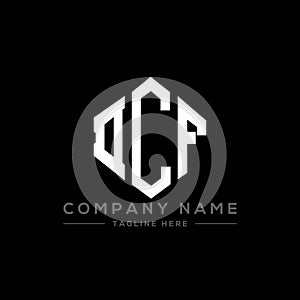 DCF letter logo design with polygon shape. DCF polygon and cube shape logo design. DCF hexagon vector logo template white and