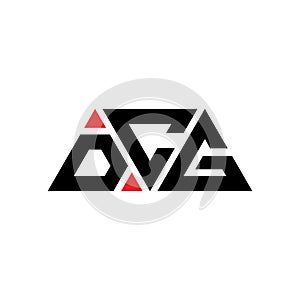 DCG triangle letter logo design with triangle shape. DCG triangle logo design monogram. DCG triangle vector logo template with red