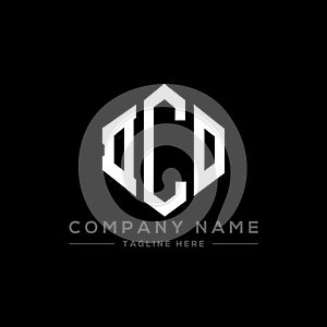 DCO letter logo design with polygon shape. DCO polygon and cube shape logo design. DCO hexagon vector logo template white and