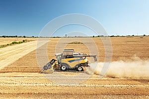 DCombine harvester on a wheat field.