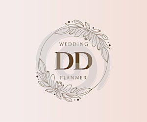 DD Initials letter Wedding monogram logos collection, hand drawn modern minimalistic and floral templates for Invitation cards,