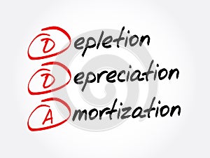 DDA - Depletion Depreciation Amortization acronym concept