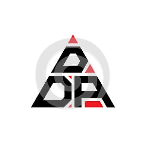 DDA triangle letter logo design with triangle shape. DDA triangle logo design monogram. DDA triangle vector logo template with red photo