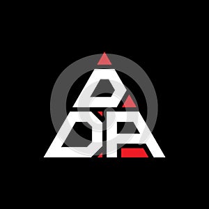 DDA triangle letter logo design with triangle shape. DDA triangle logo design monogram. DDA triangle vector logo template with red photo