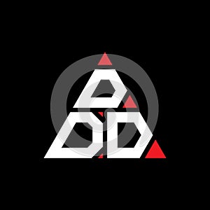 DDD triangle letter logo design with triangle shape. DDD triangle logo design monogram. DDD triangle vector logo template with red