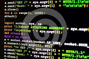 DDOS Attack concept, Conceptual of cyber attack code