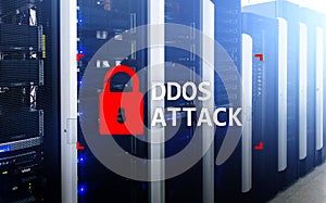 DDOS attack, cyber protection. virus detect. Internet and technology concept