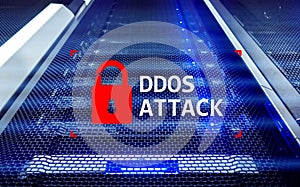 DDOS attack, cyber protection. virus detect. Internet and technology concept