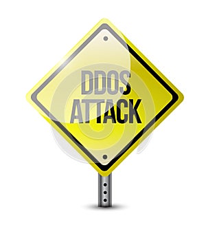 Ddos attack road sign illustration design