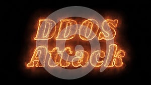 DDOS Attack Word Hot Animated Burning Realistic Fire Flame Loop.