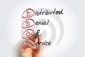 DDoS - Distributed Denial of Service acronym, technology concept background photo