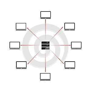 DDoS hacker attack. computer security and network threat