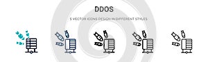 Ddos icon in filled, thin line, outline and stroke style. Vector illustration of two colored and black ddos vector icons designs