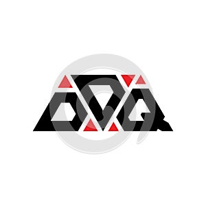 DDQ triangle letter logo design with triangle shape. DDQ triangle logo design monogram. DDQ triangle vector logo template with red