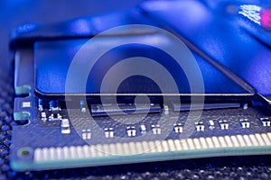 DDR4 DRAM memory chipset hardware macro in blue