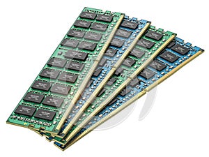 DDR ram computer memory modules isolated on white