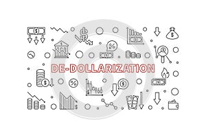 De-Dollarization vector Geopolitics horizontal banner. Dollar US Currency Dedollarisation illustration