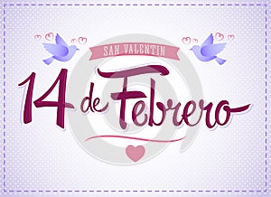 14 de febrero dia de San Valentin, Spanish translation: February 14 Valentines day photo