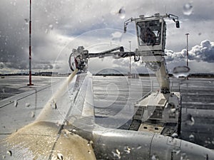 De-icer for airplanes, De-icing an aircraft wing photo