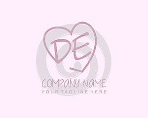 DE Initial handwriting with heart frame